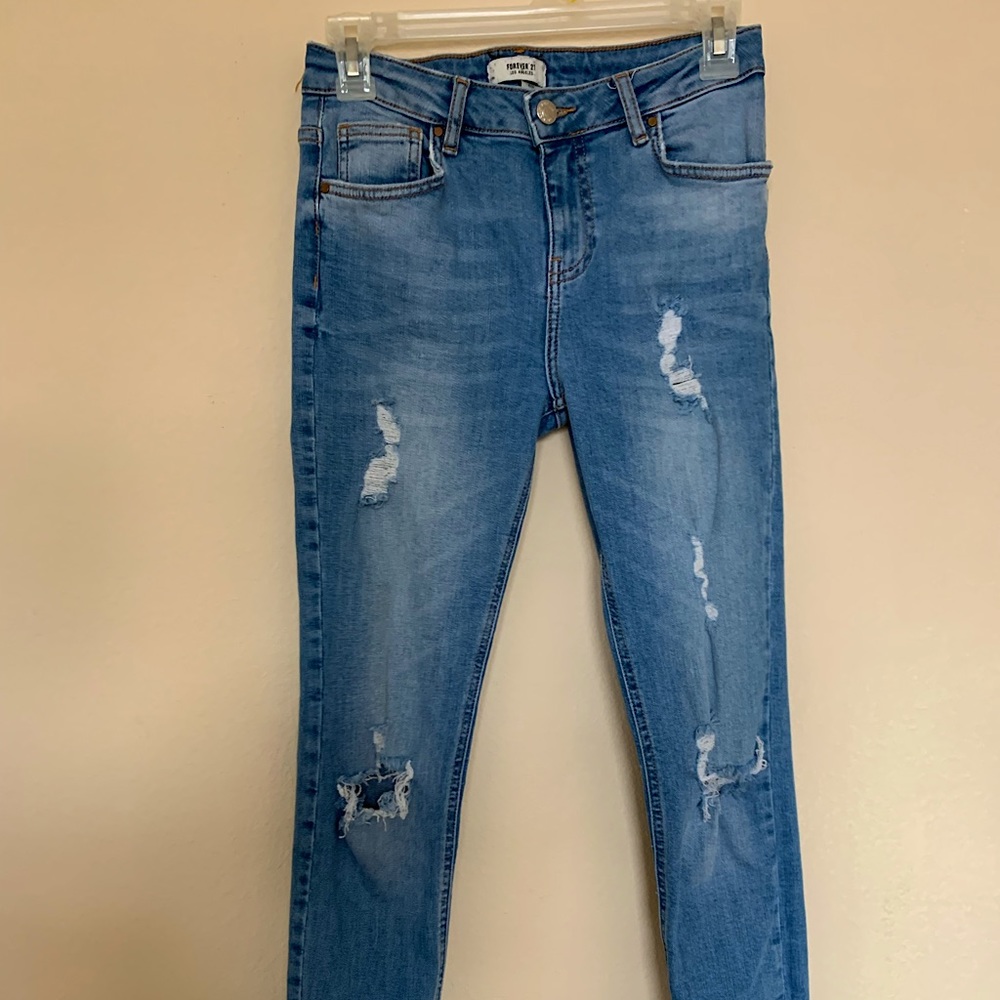 Forever 21 Ripped Blue Jeans